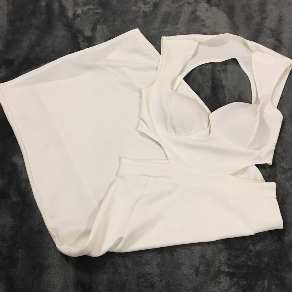 White midi dress with shaped cups